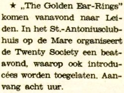 Golden Earring show announcement Leiden - Antonius Clubhuis December 11, 1965